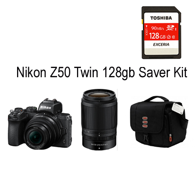 Nikon Z50 16-50mm + 50-250mm VR Twin Lens 128gb Saver Kit