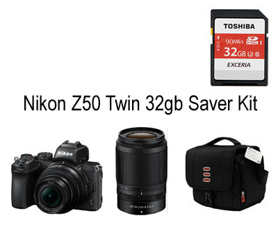 Nikon Z50 16-50mm + 50-250mm VR Twin Lens 32gb Saver Kit